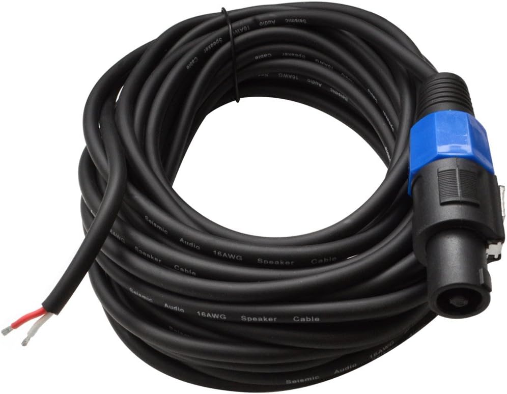 50 Foot Raw Wire to Speakon Speaker Cable, 16 Guage, Pack of 2 H979
