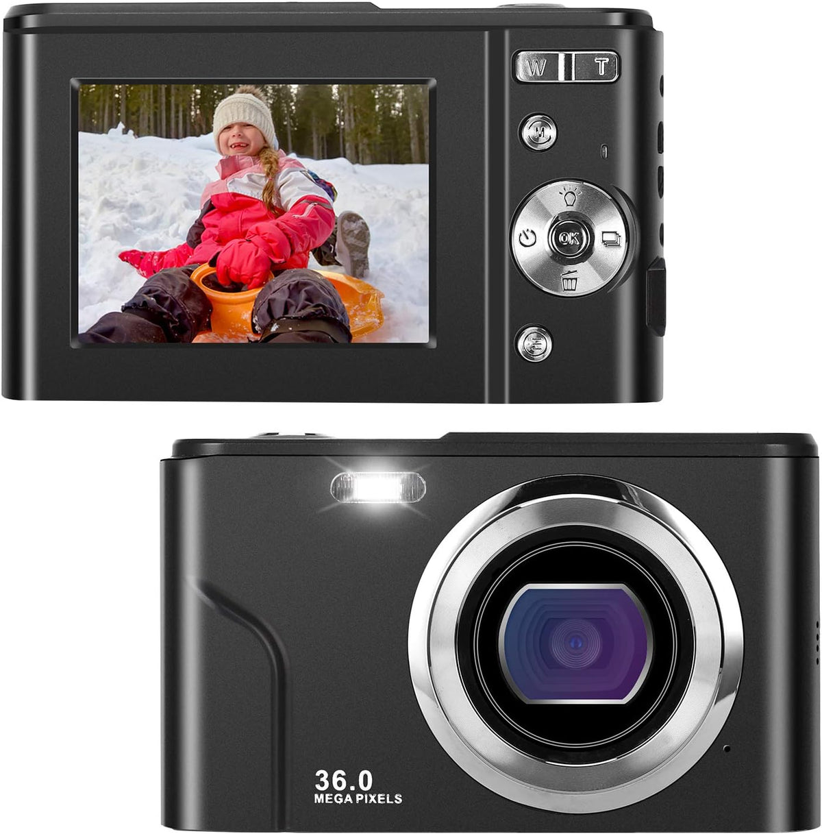 1080P Mini Kid Camera 36MP Rechargeable Point and Shoot Camera Pack of 2 V71228