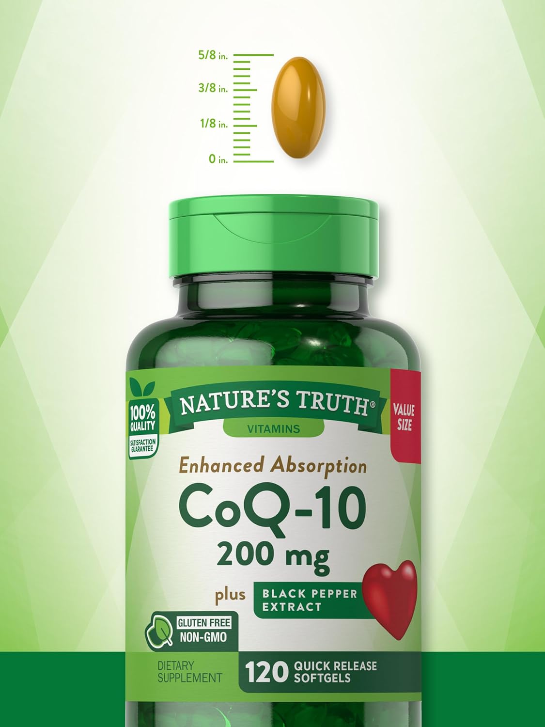 CoQ10 200mg 120 Softgels High Absorption Non-GMO Gluten Free Coenzyme Supplement with Black Pepper Extract X937832
