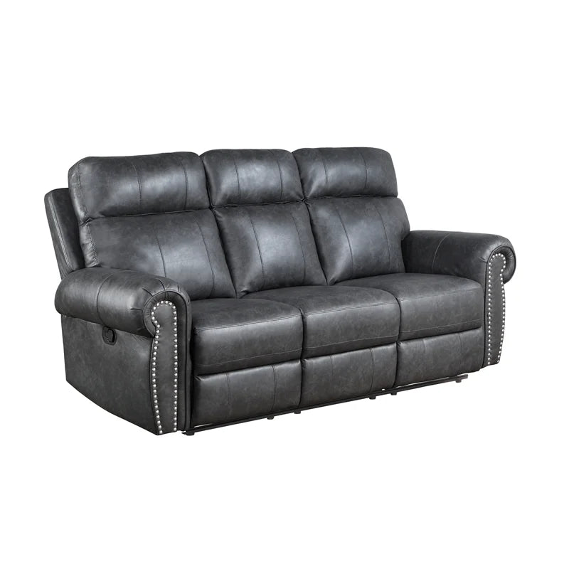 Gray Faux Leather 2-Piece Reclining Sofa Set K840