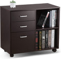 3 Drawer Mobile Wood File Cabinet with Wheels E20602