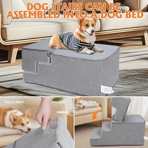 4-Step 18.1" H Folding Pet Stairs with Removable Washable Cover R239593