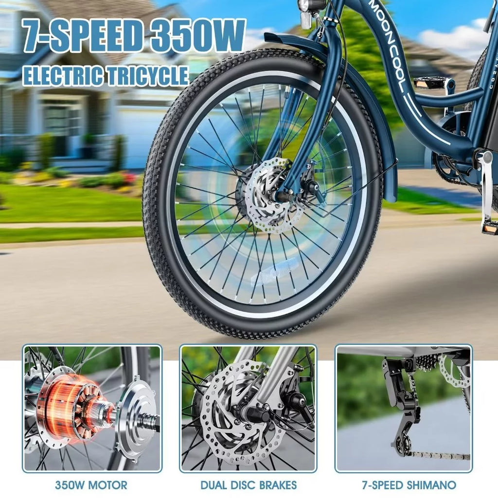 24'' 3 Wheel Electric Tricycle 500W 7-Speed A4607