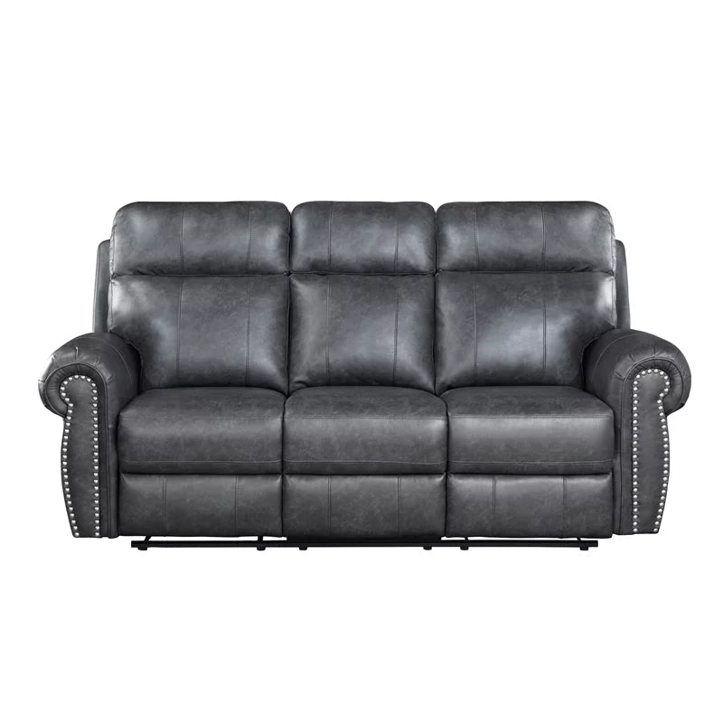 Gray Faux Leather 2-Piece Reclining Sofa Set K840