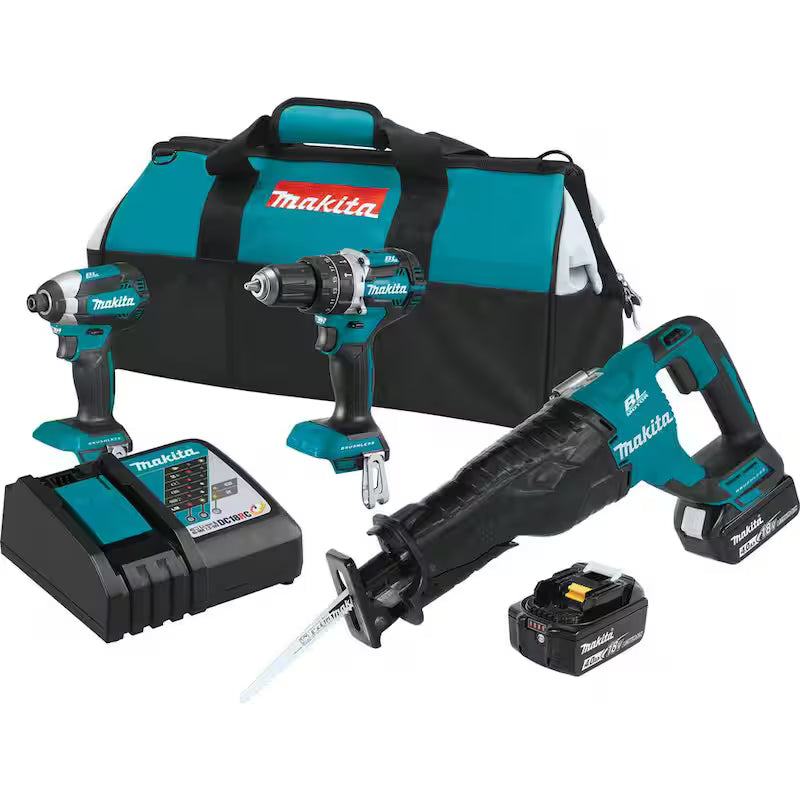18V Lithium-Ion Brushless Cordless 3-Tool Combo Kit with 4.0 Ah Batteries W947
