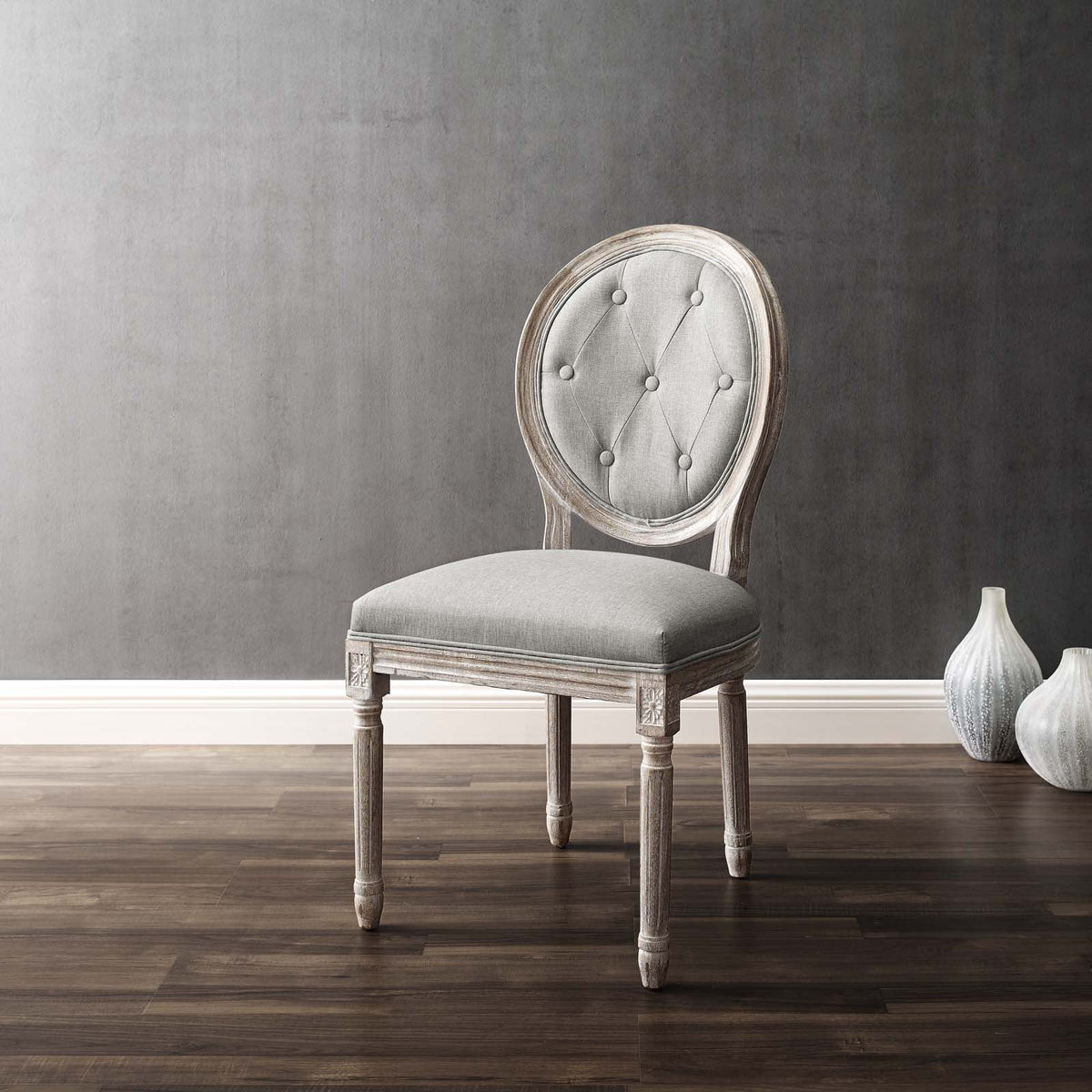 Light Grey Fabric Wood Dining Chair U27120