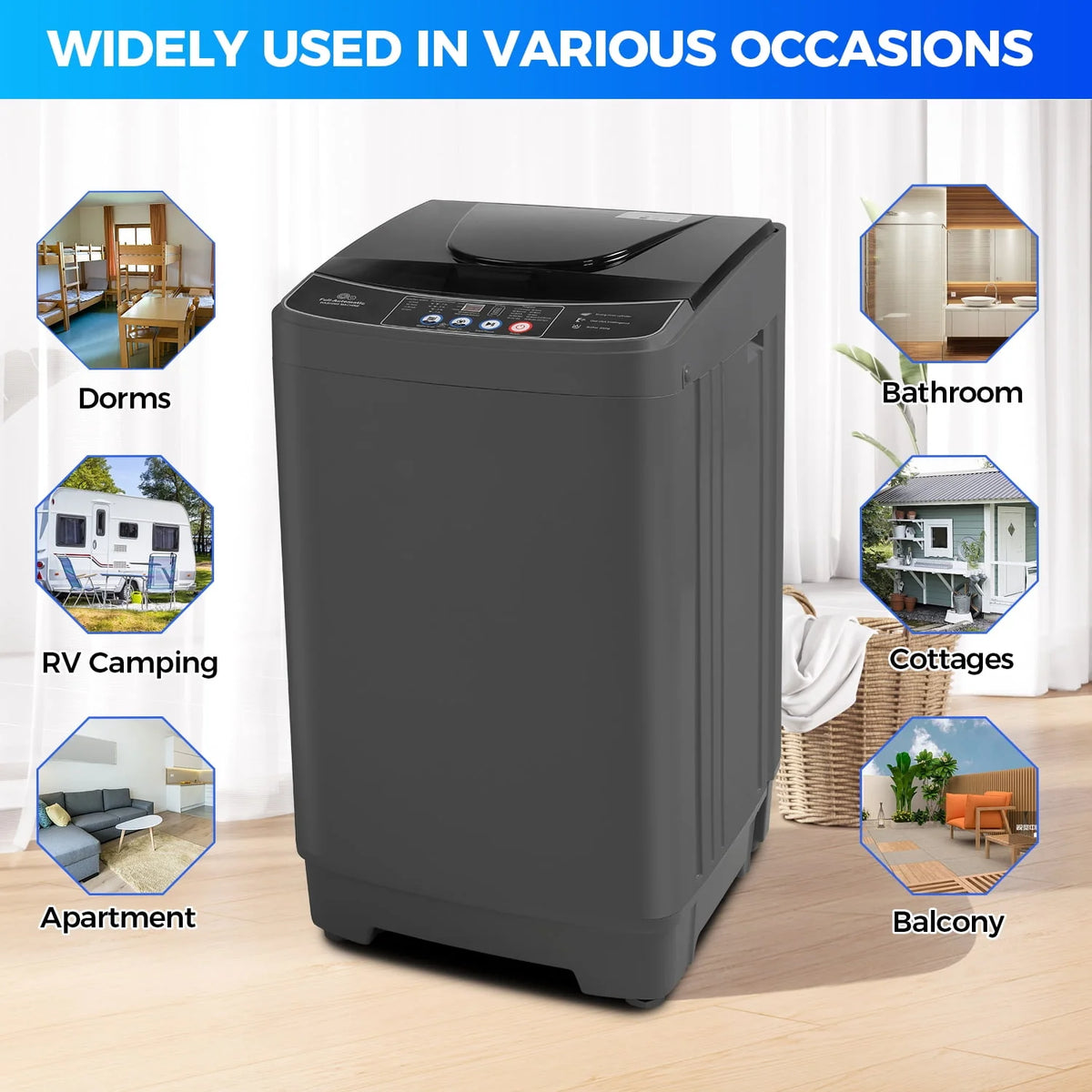 15.6lbs Fully Automatic Portable Washing Machine Dark Gray M497776