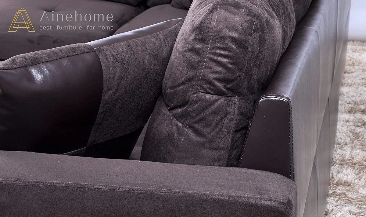 3 PCS L-Shaped Sectional Sofa Set with Storage Ottoman and Pillows D95303