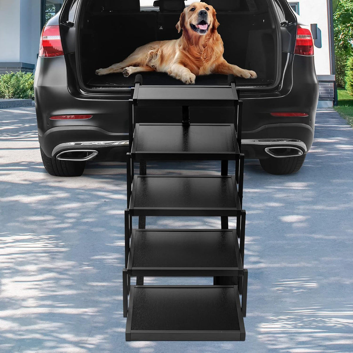Foldable Aluminum 5 Step Nonslip Dog Stairs G627