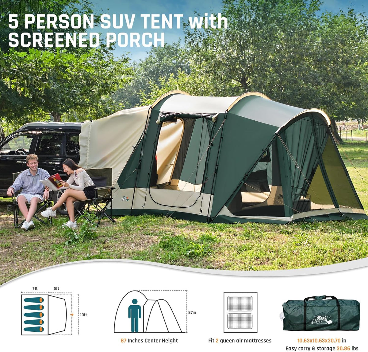 12'x10'x87in(H) SUV Tent with Screen Porch L57187
