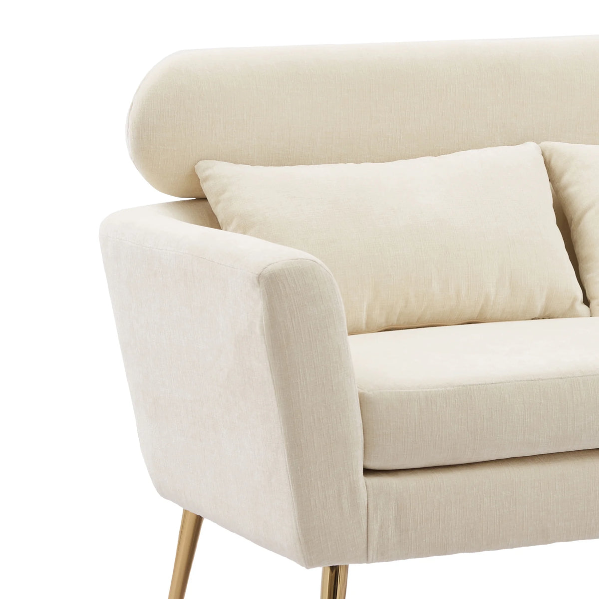Mid Century Modern Chenille Two-Seater Sofa with 2 Throw Pillows Y40780