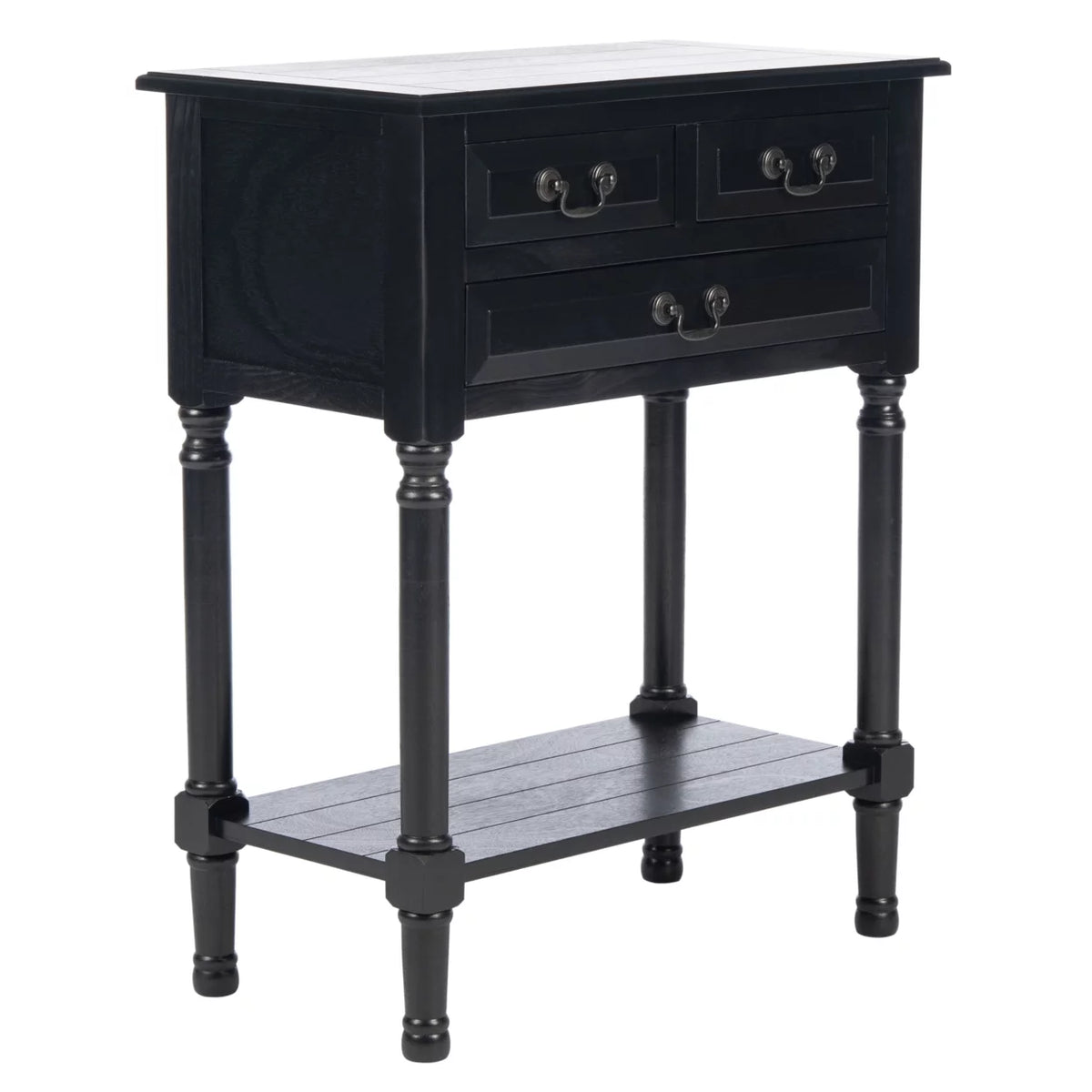 Black 3 Drawer Wood Console Table M37391