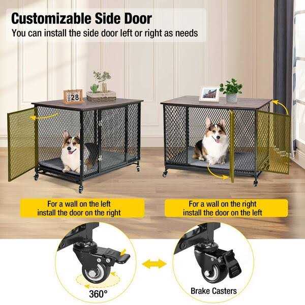 Dog Crate Furniture Side End Table with Tray L8910