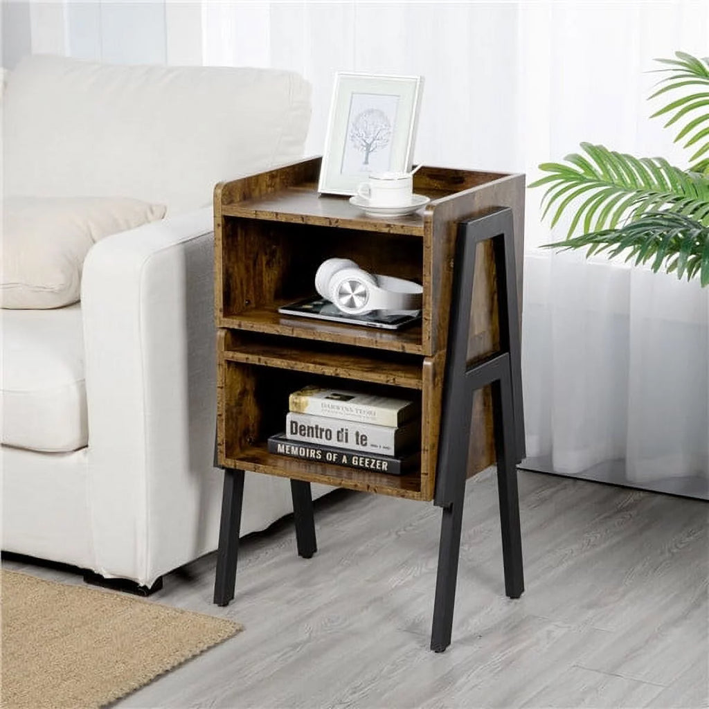 Set of 2 Nightstands with Iron Legs D166