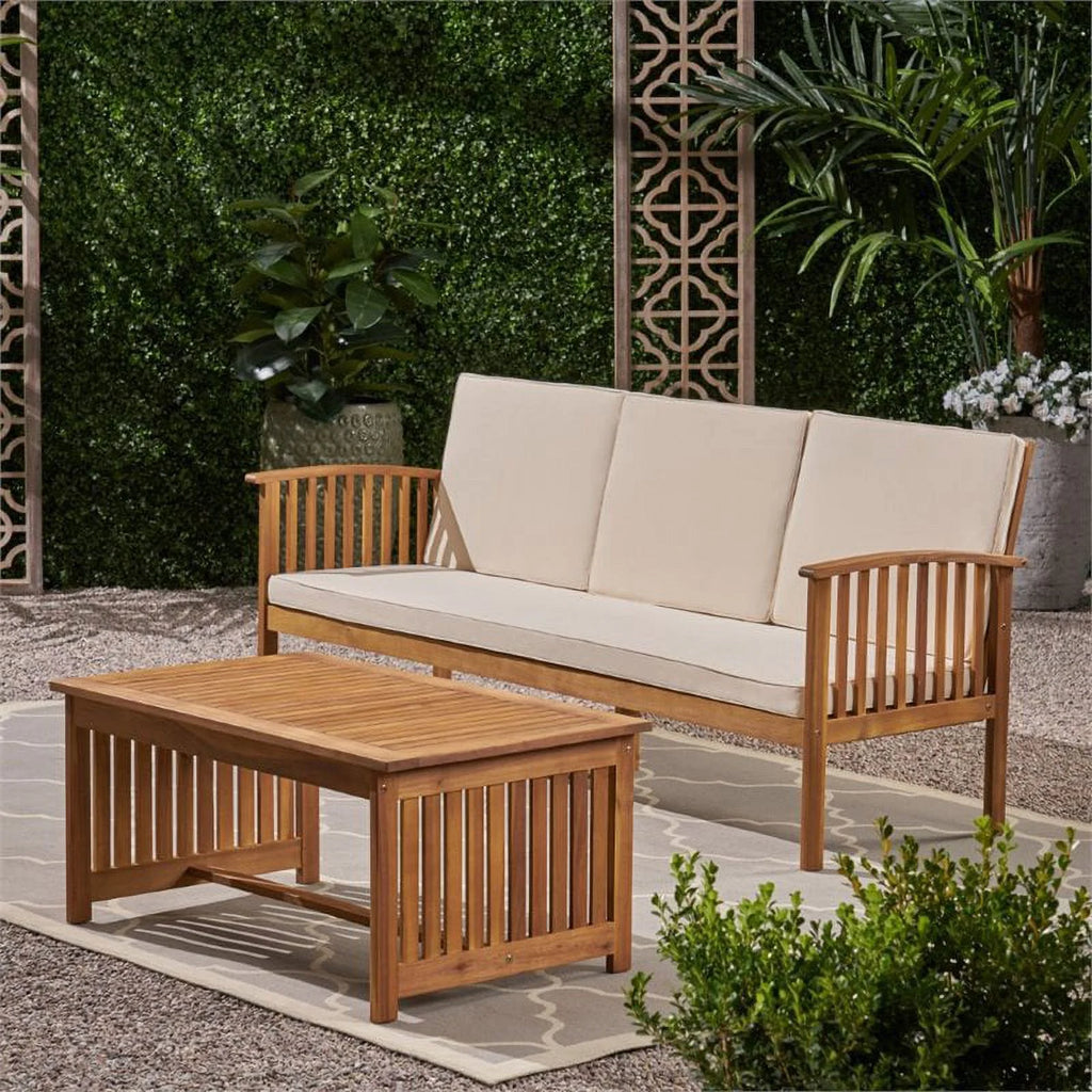 2 Piece Outdoor Acacia Wood Sofa Set B9040