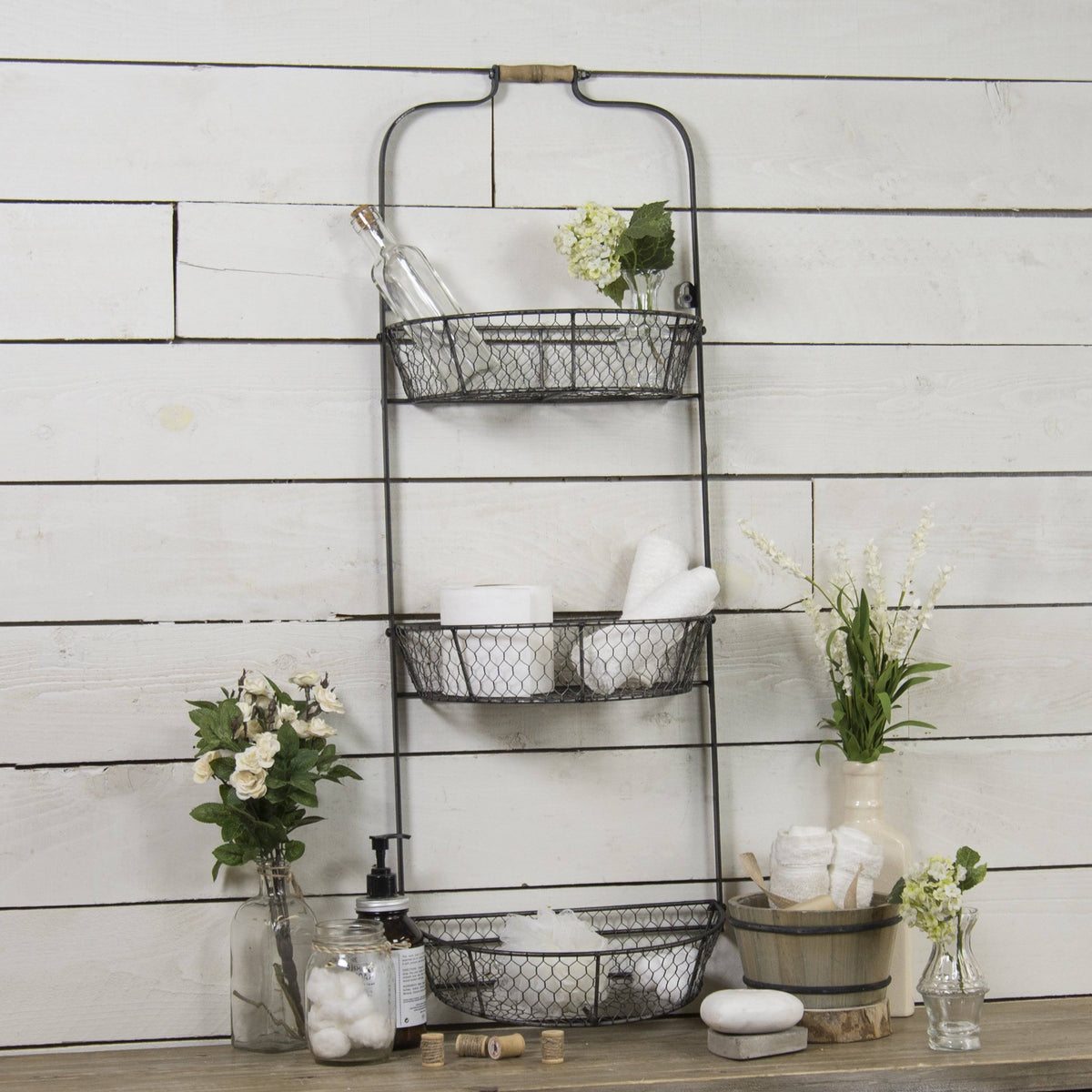 Black Metal Triple Wall Basket I94053