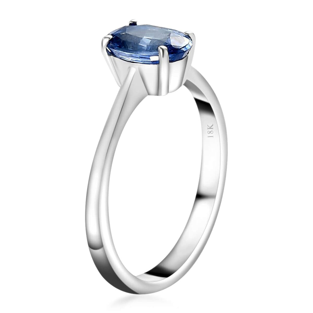 AAA Sapphire Oval 18K White Gold Solitaire Ring Size 7 Ct 1.15 V783195