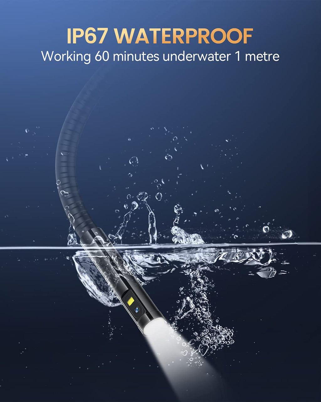 10DM Borescope with Light, Waterproof Flexible Cable, 5 IPS Color Screen J72366