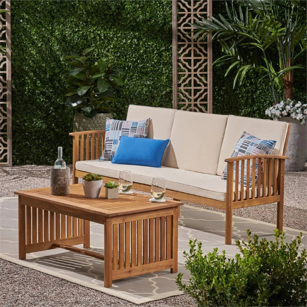 2 Piece Outdoor Acacia Wood Sofa Set B9040