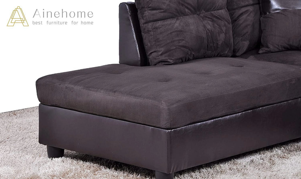 3 PCS L-Shaped Sectional Sofa Set with Storage Ottoman and Pillows D95303