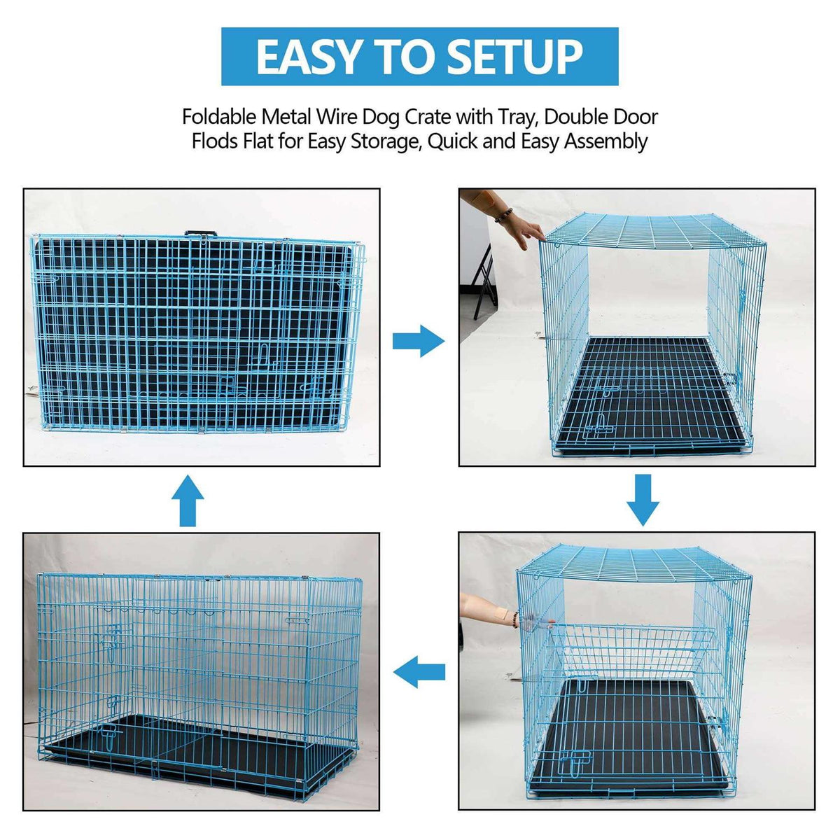 Folding Dog Cage Double Door G29493