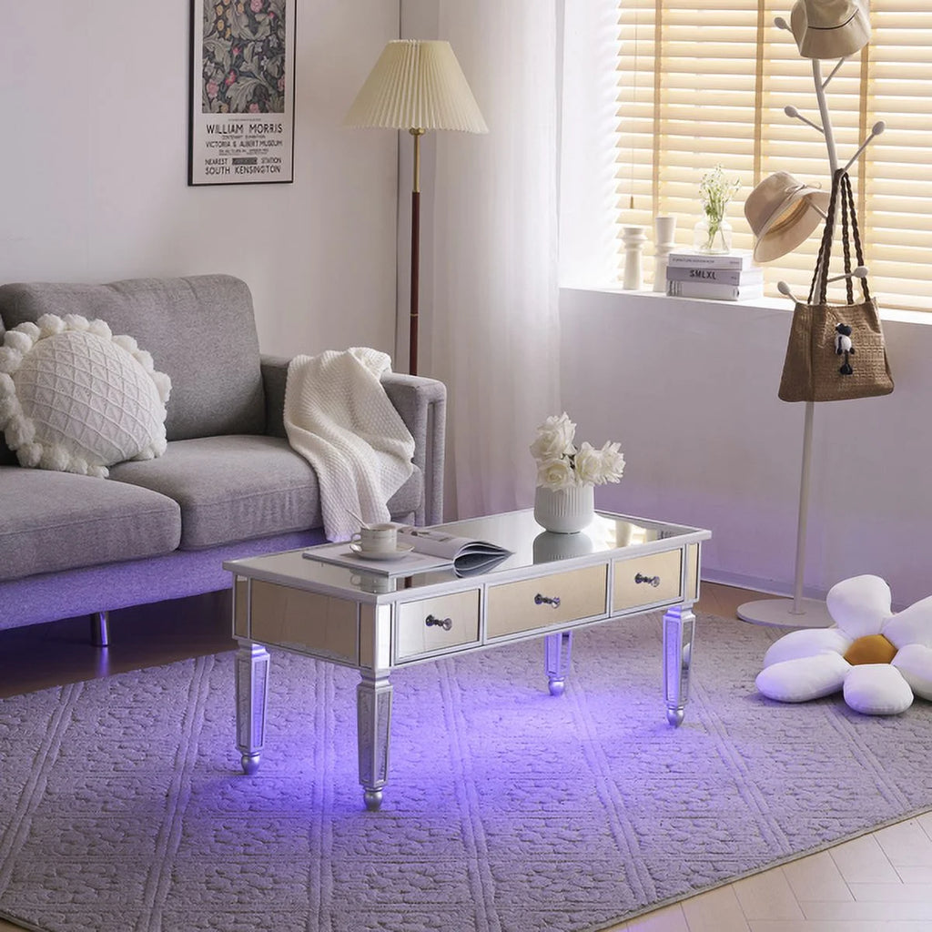 Mirrored Coffee Table with 3 Drawers L31975