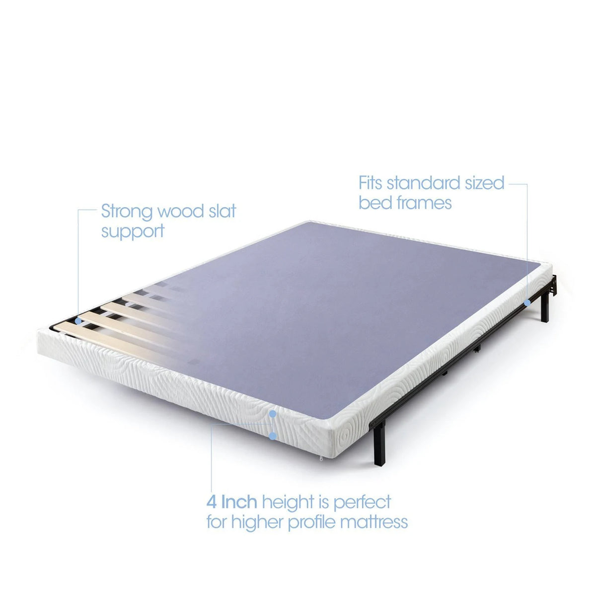 Queen Size Metal Box Spring with Wood Slats I4745