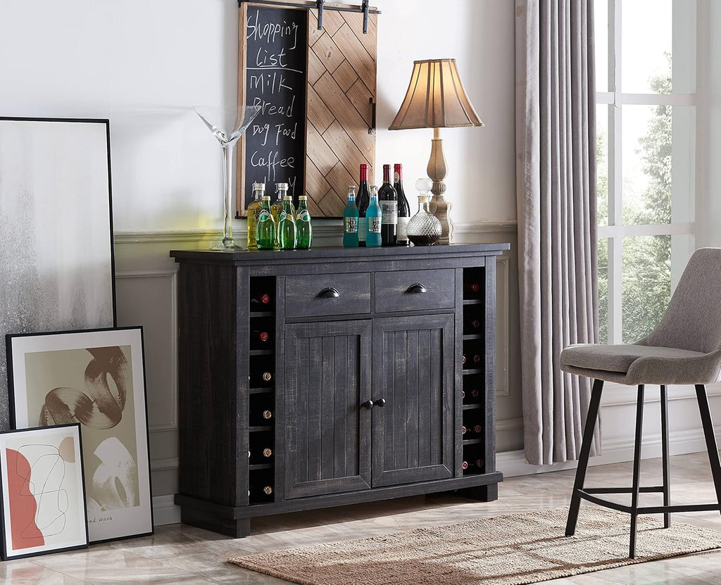 White Bar Cabinet with Stem Glass Placement B358584