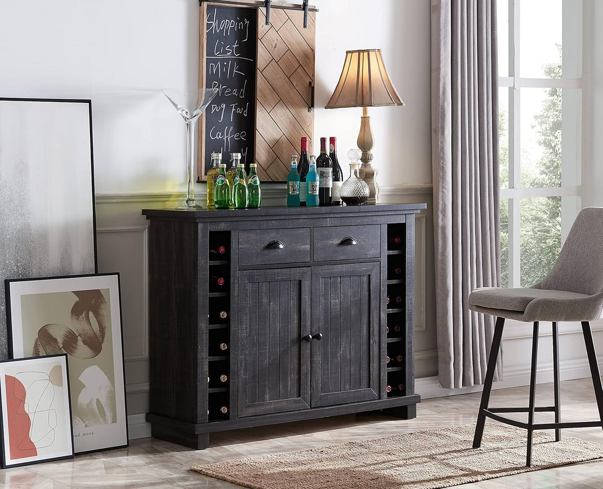 White Bar Cabinet with Stem Glass Placement B358584