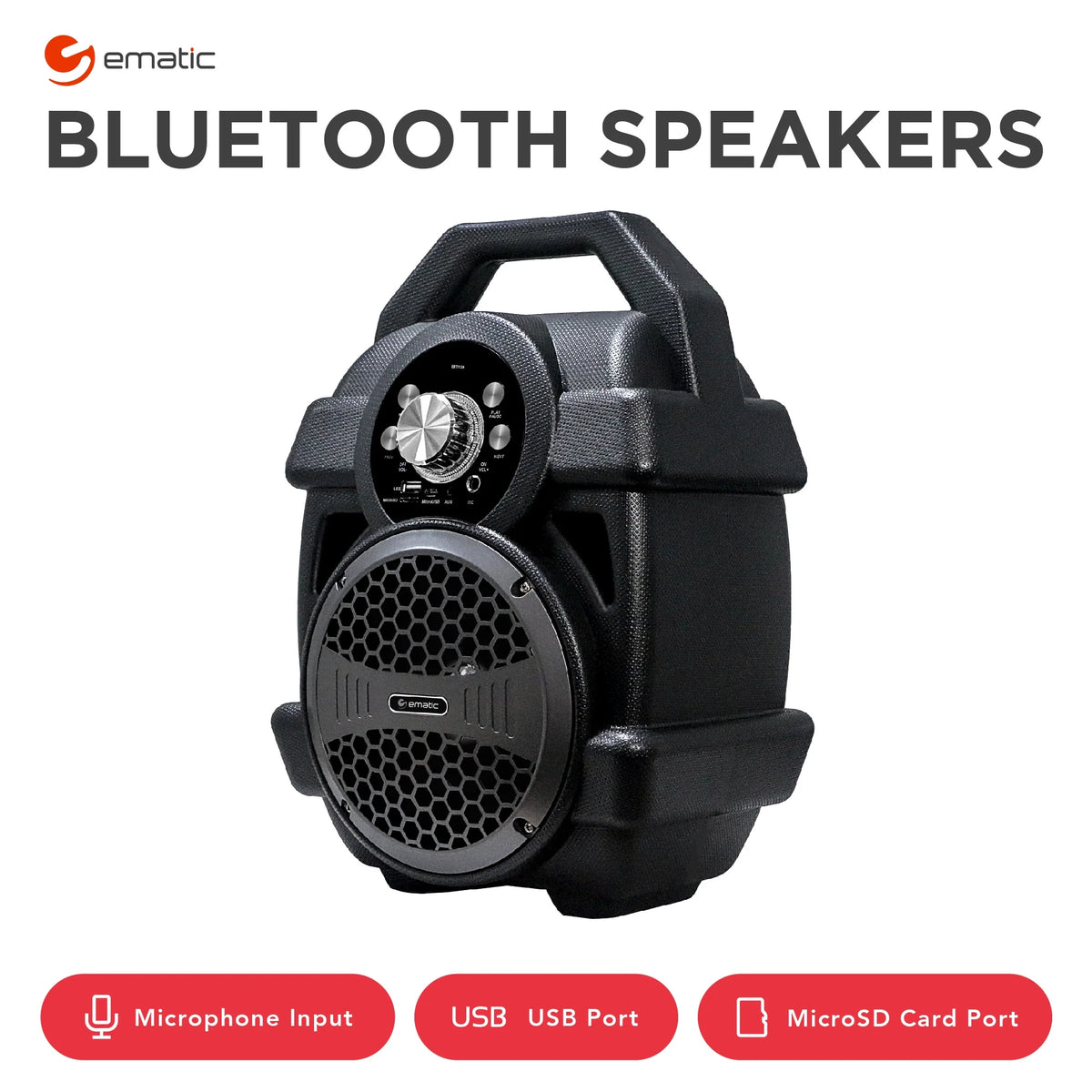 Black Portable Bluetooth Speaker with FM Transmitter V3458
