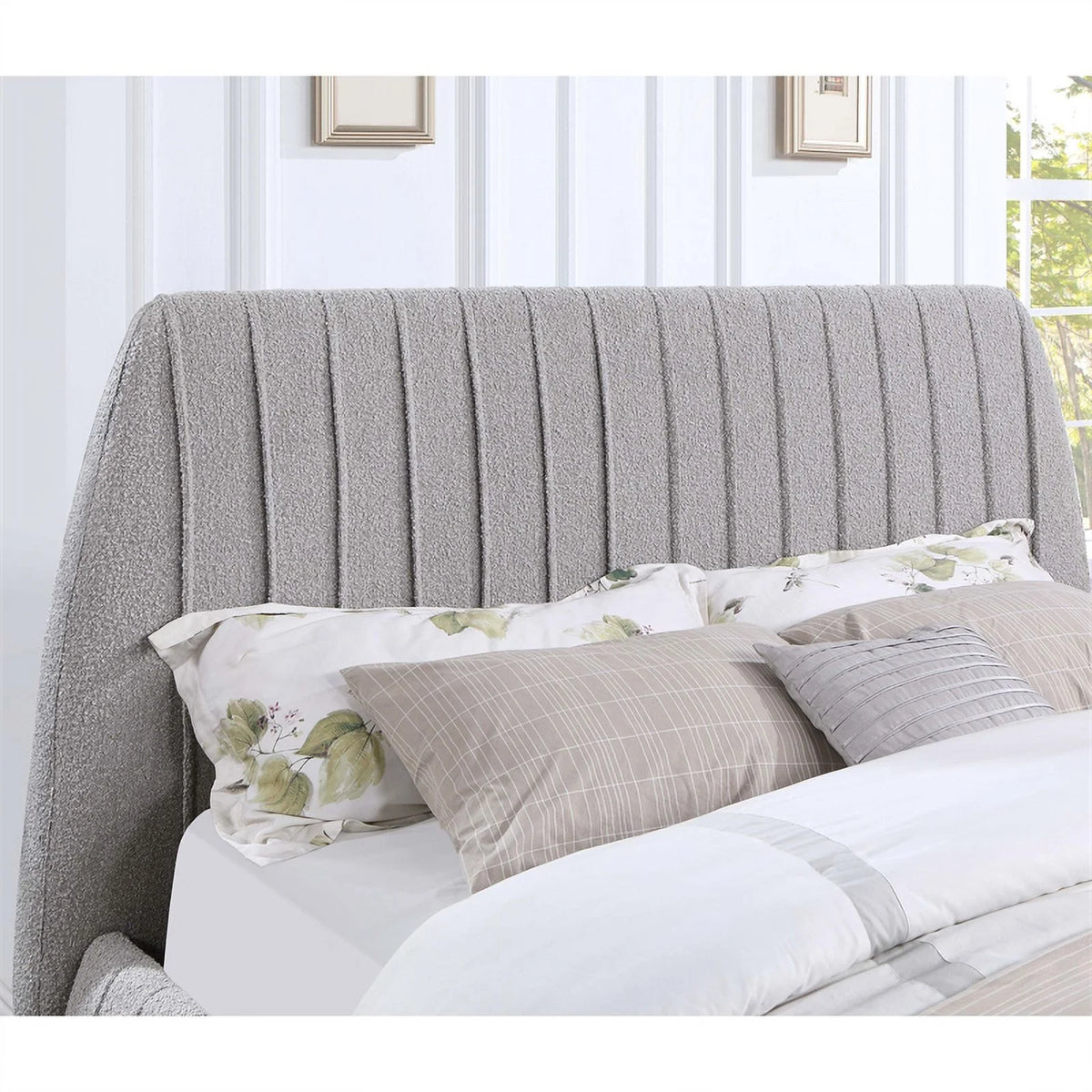 Gray Fabric Upholstered Cal King Bed V196