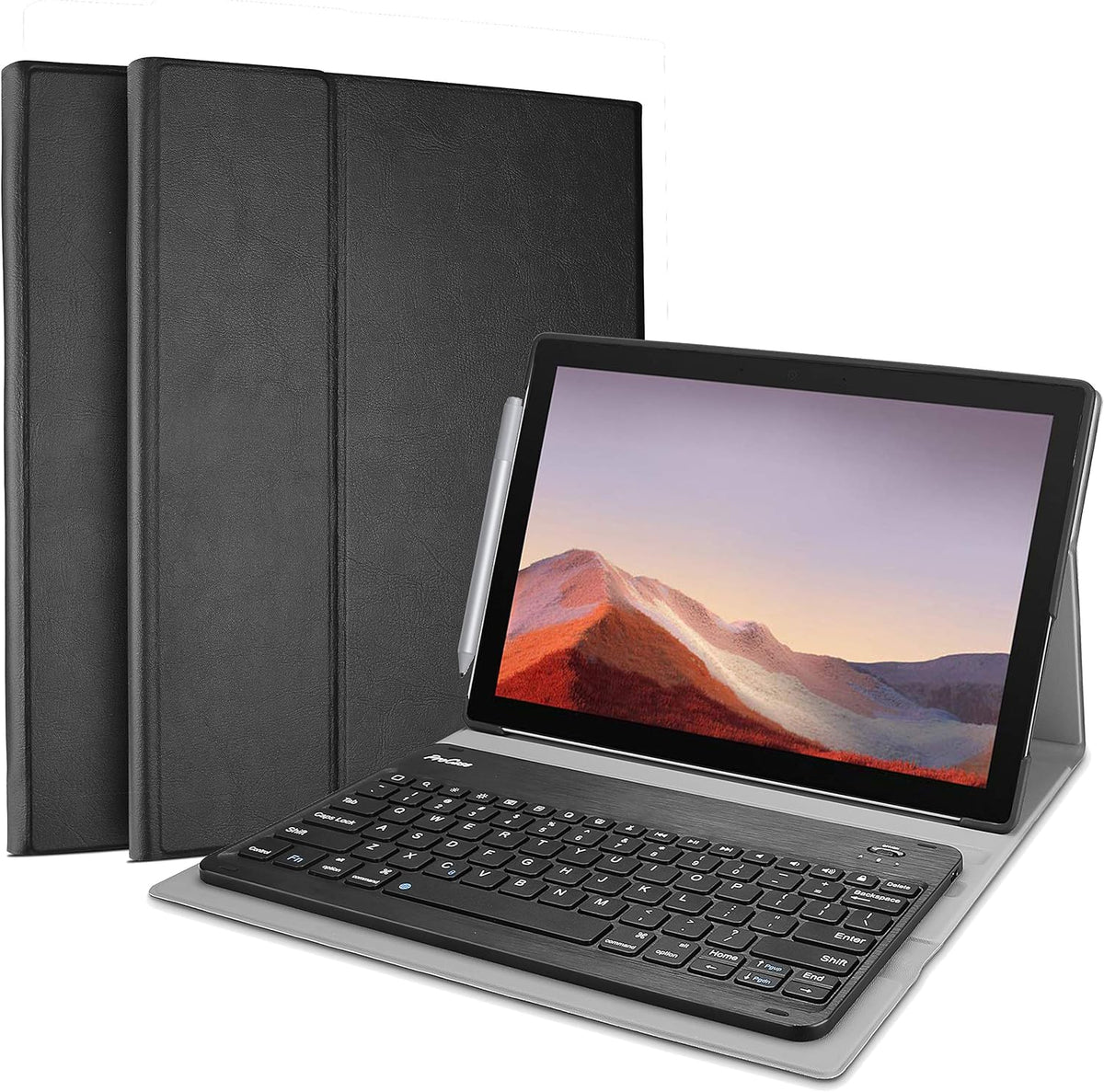Keyboard Case with Wireless Keyboard for Tablet, Black Pack of 2 V739278