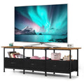 Black TV Stand with 3 Fabric Drawers W36321
