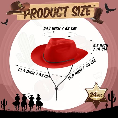 24 Pieces Disposable Plastic Cowboy Hat Set Felt Wide Brimmed L828479