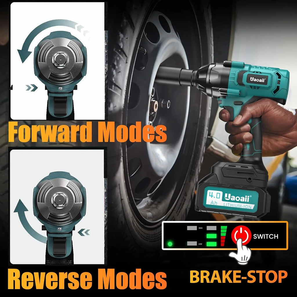 1000Nm Cordless Impact Wrench with 2X 4.0Ah Batteries P781926