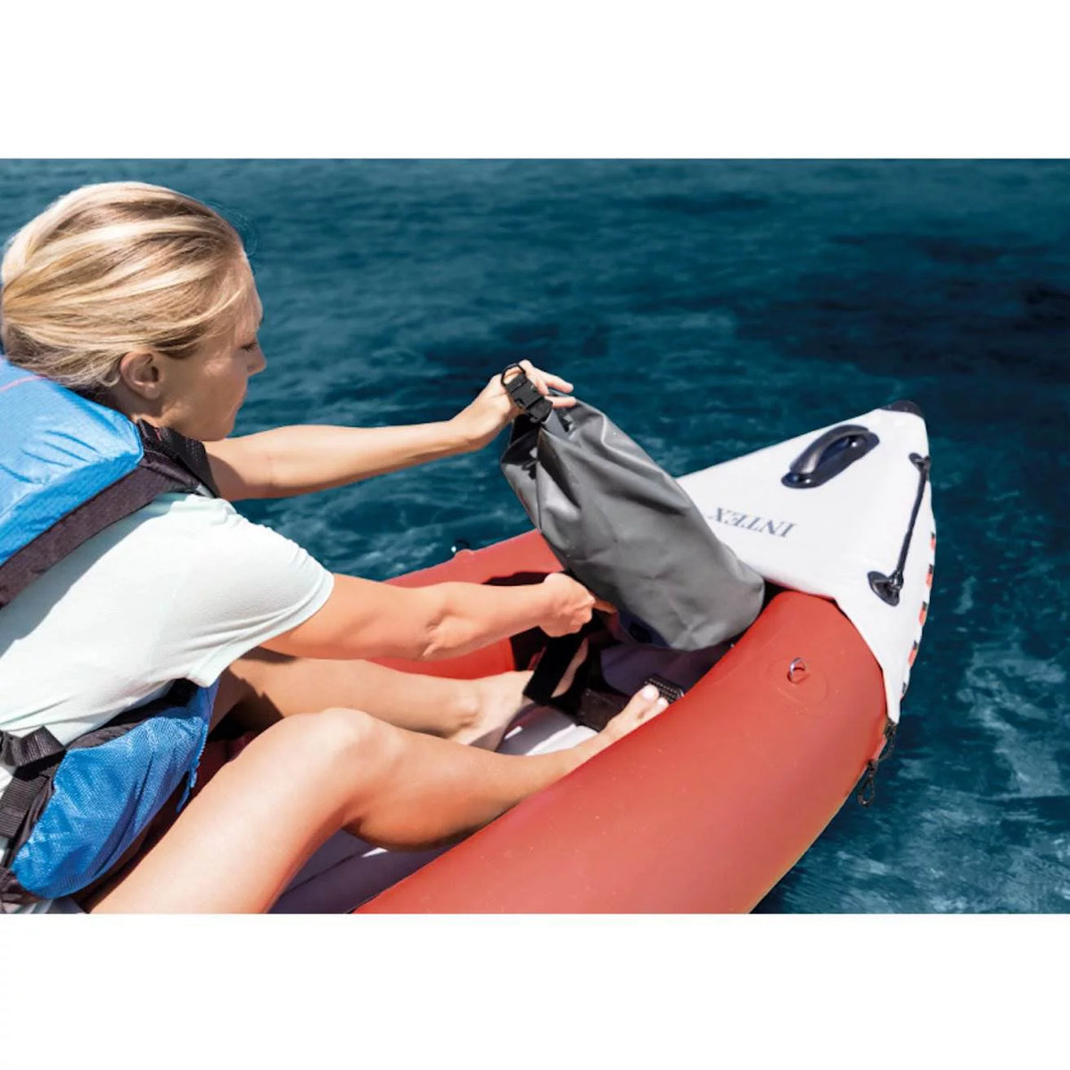 151 x 37 x 18 Inflatable Kayak with Oars, Pump, Fishing Rod Holders, Carry Bag T265237