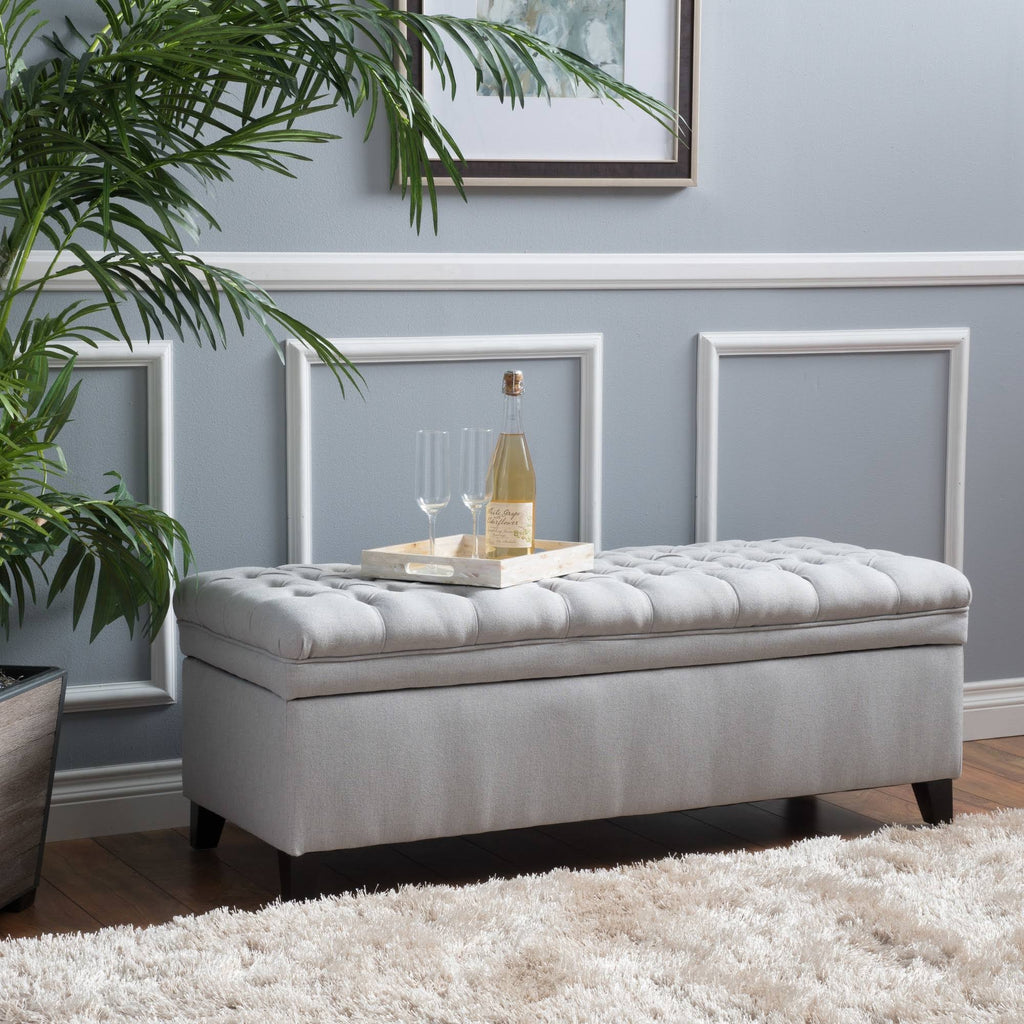Light Gray Storage Ottoman J1802