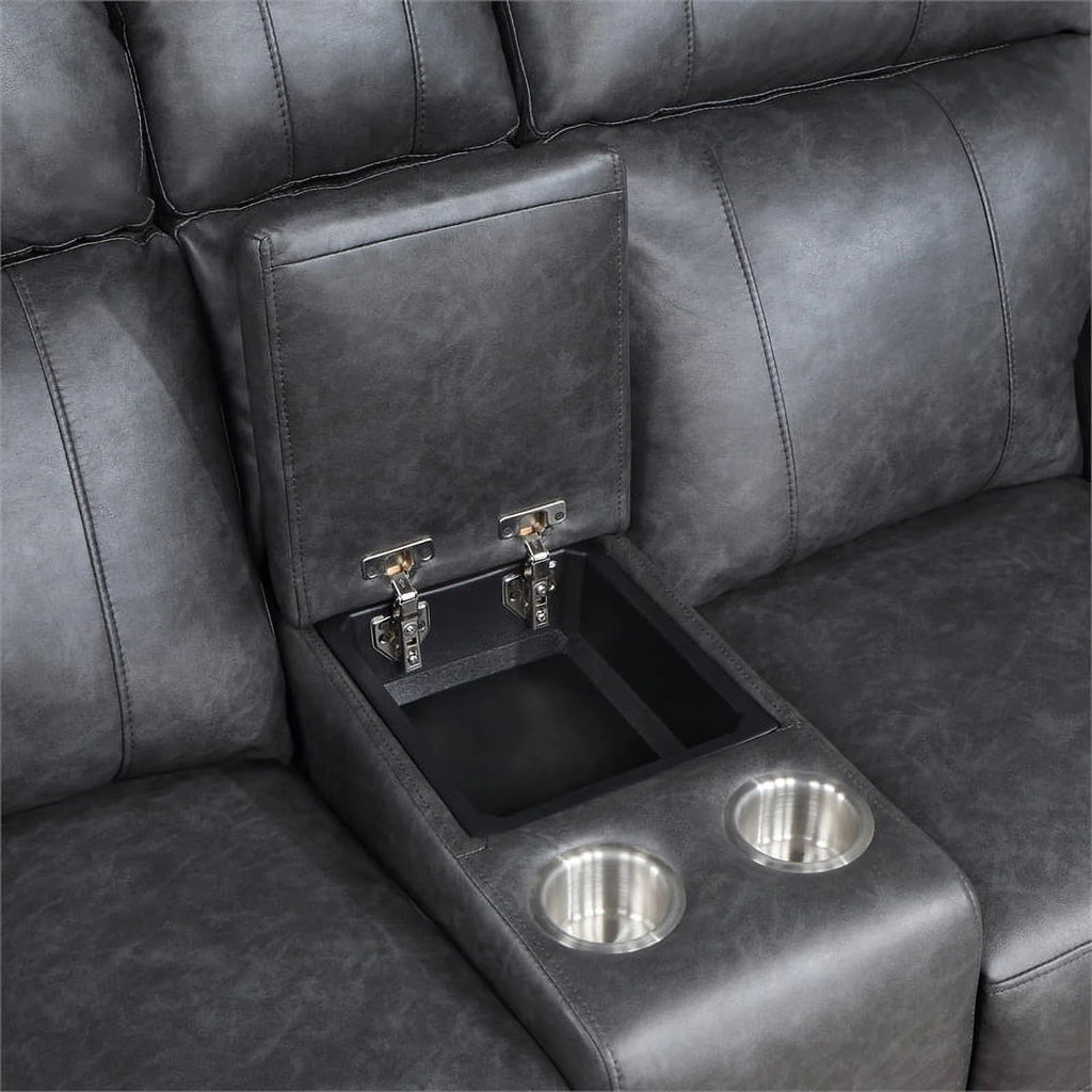 Gray Faux Leather 2-Piece Reclining Sofa Set K840