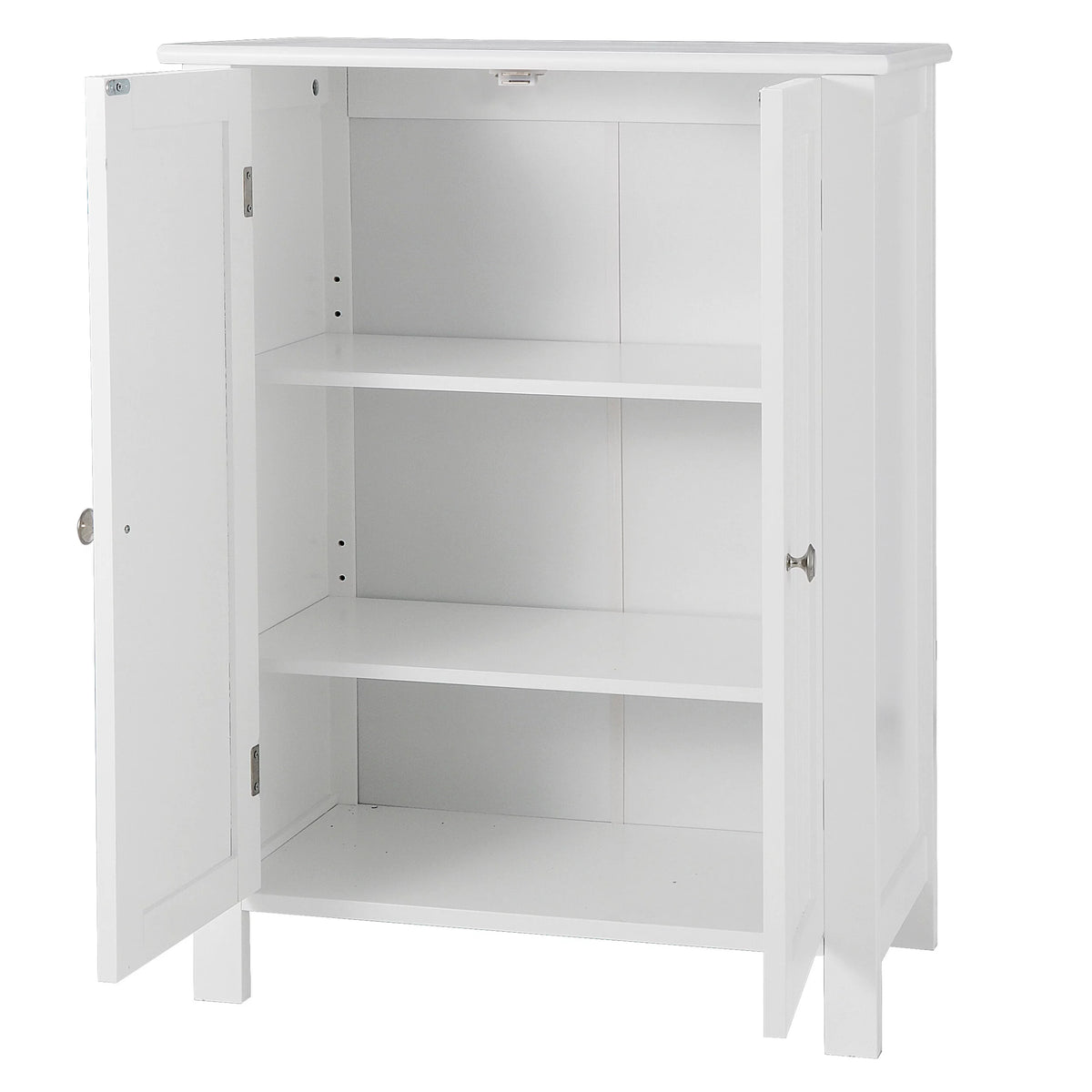 2-Door White Bathroom Floor Storage Cabinet with Adjustable Shelves H70317