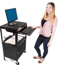 Black Height Adjustable Utility Cart with Locking Cabinet Y386677