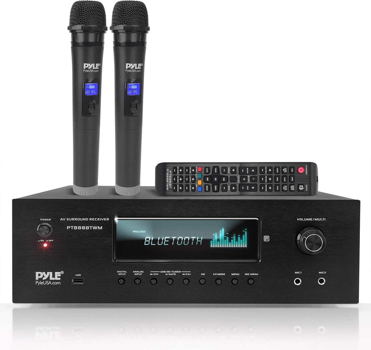 1000W Bluetooth Stereo Amplifier with 2 UHF Wireless Microphone R8173