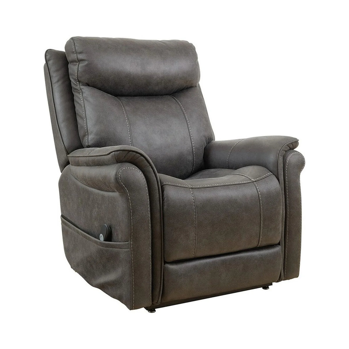 36 Inch Steel Gray Vegan Faux Leather Recliner R695728
