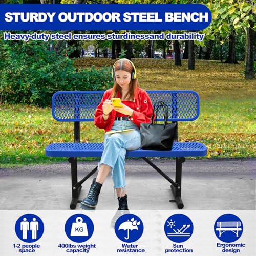 8FT Heavy Duty Metal Park Bench with Backrest Q21055