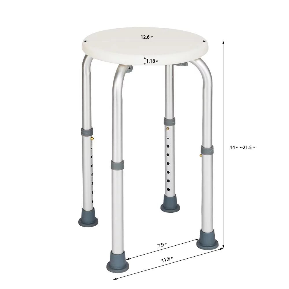 Adjustable White Bath Shower Stool Seat O533409