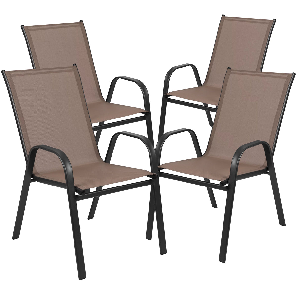 7 Piece Outdoor Patio Dining Set with 6 Brown Stack Chairs Y76755
