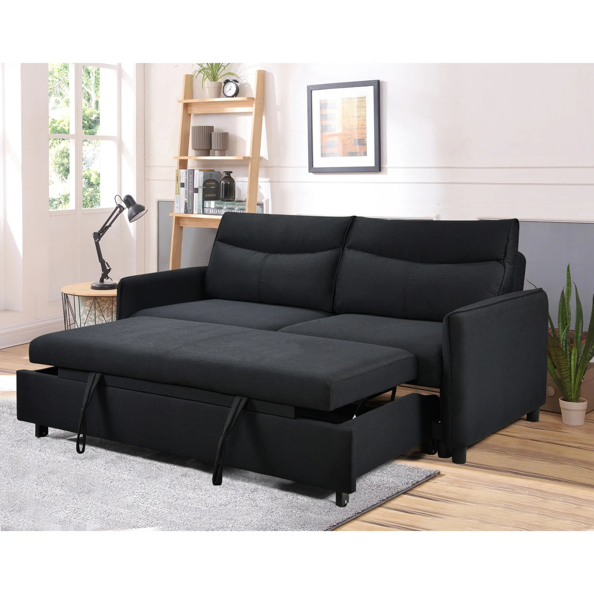 Black Convertible Sleeper Sofa Bed K52589