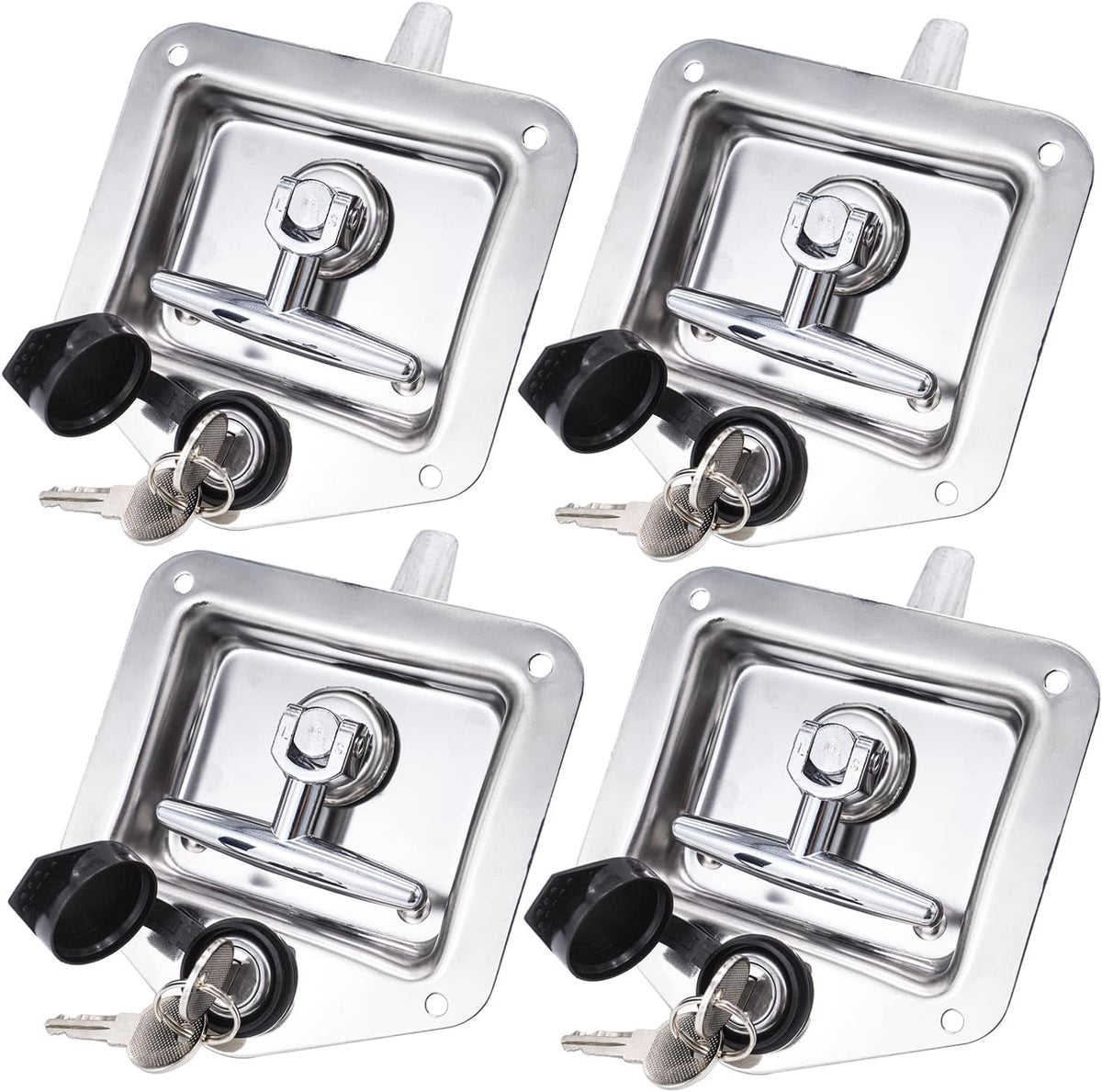 4 Pack Stainless-Steel T Handle Lock with Gasket and Keys D43385
