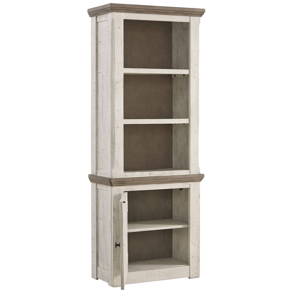 Antique White and Brown Wooden Left Pier Cabinet with 1 Door and 2 Shelves S39864
