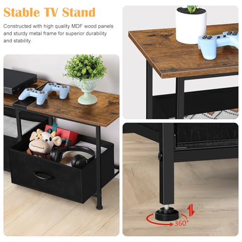 Black TV Stand with 3 Fabric Drawers W36321