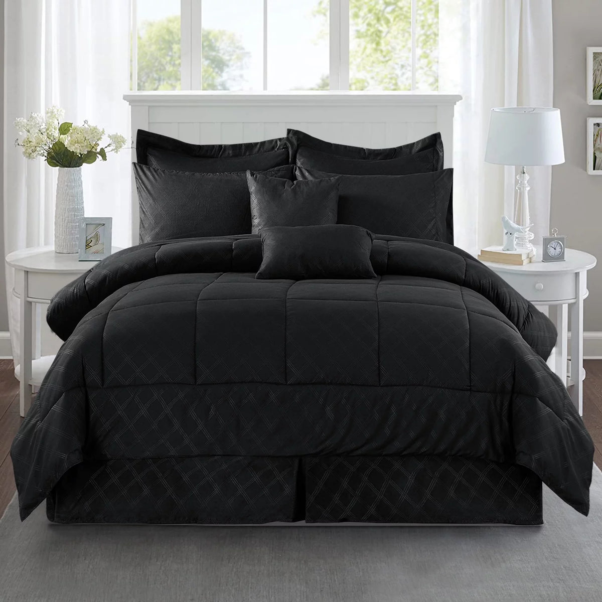 10 Piece Black King Bed in a Bag Comforter Set Q311706